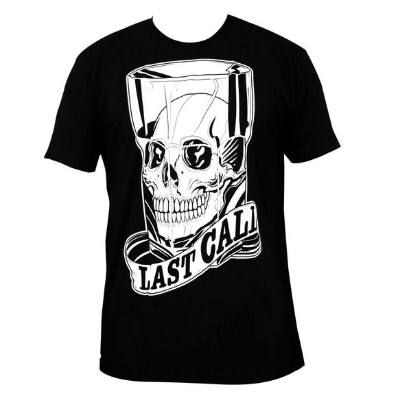 Discontinued!! NWT Last Call Skull Shot Glass Black Graphic Tee S-M-L-XL-2XL - Picture 2 of 4